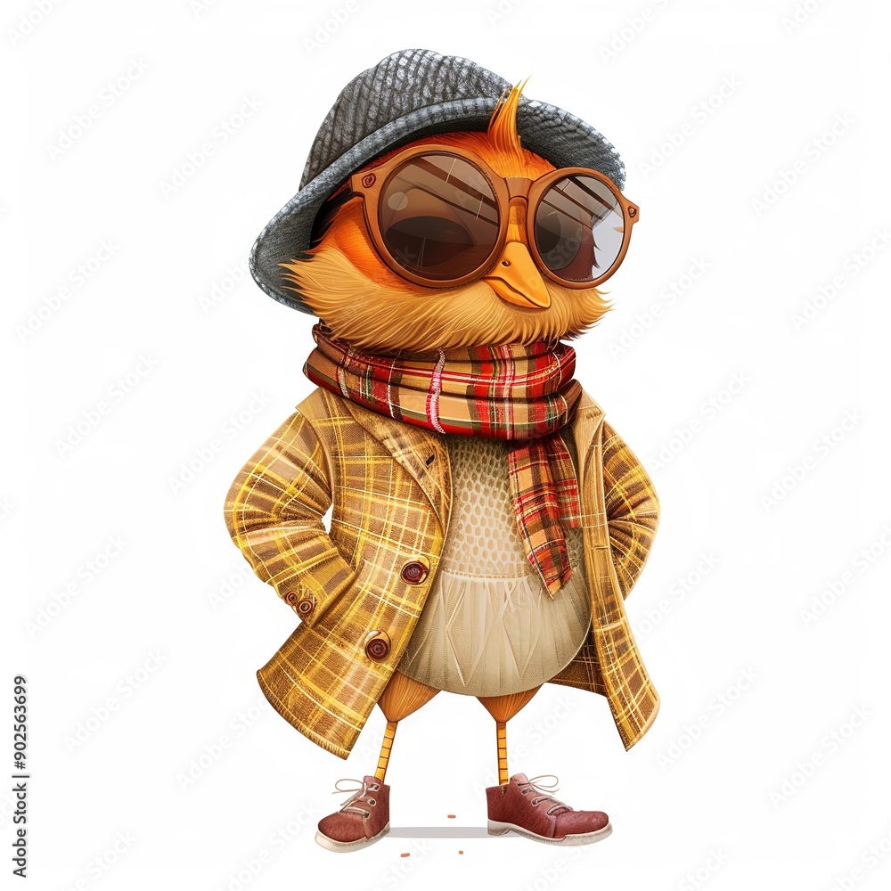 Partridge Chic Casual animal fashion cartoon isolated whitebackground 16:9 Partridge Chic Casual animal fashion cartoon isolated whitebackground 16:9
