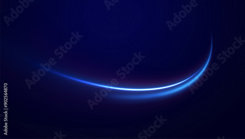Blue wave curved lines for presentations, illustration of articles and publications on technological trends and innovations, covers of technological magazines. Light arc in blue colors.