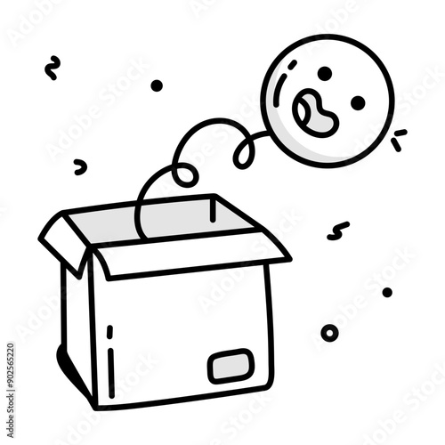 A doodle style icon of surprise prank 

