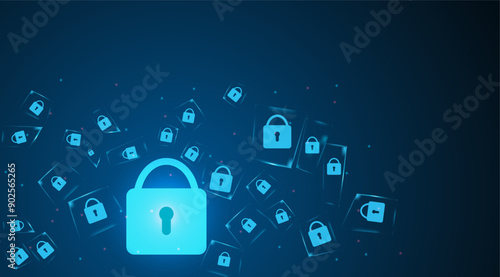 Cyber security concept background. Vector illustration