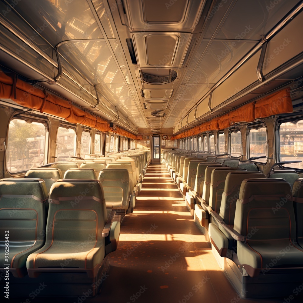 Luxuriate in the sophisticated ambiance of the modern train car with plush seating, soft lighting, and panoramic views. Ideal for travelers seeking comfort and elegance on their journey. Luxuriate in the sophisticated ambiance of the modern train car with plush seating, soft lighting, and panoramic views. Ideal for travelers seeking comfort and elegance on their journey.