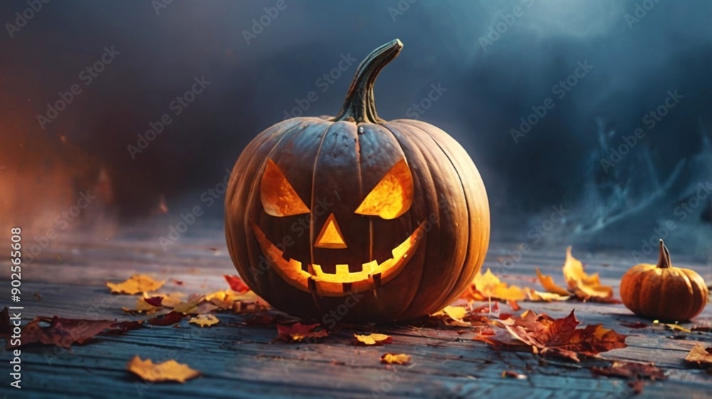 Scary pumpkin for Halloween. There is space for text. Scary pumpkin for Halloween. There is space for text.