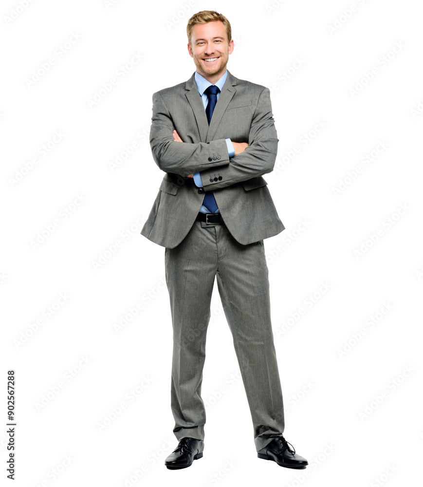 Studio, smile and portrait of businessman with arms crossed for career, ambition and confidence. Law firm, male person and lawyer with pride for legal job, corporate and company on white background Studio, smile and portrait of businessman with arms crossed for career, ambition and confidence. Law firm, male person and lawyer with pride for legal job, corporate and company on white background