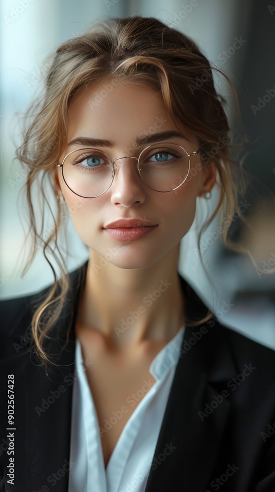 A woman wearing glasses and a black jacket A woman wearing glasses and a black jacket