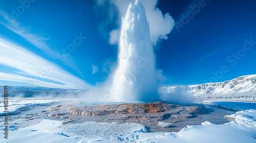 The Power of Yellowstone. Geyser Dance. Geothermal Eruption