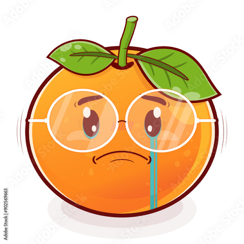 orange crying face cartoon cute
