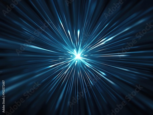 Abstract light rays radiating in a dark space, creating a sense of depth and motion in a futuristic design.