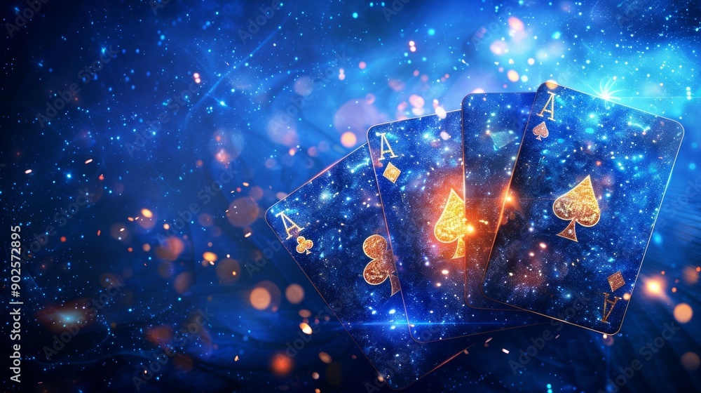 Hologram playing cards. A royal flush of polygons, triangles of points and lines. Poker is a low-poly compound structure. Technology concept. Hologram playing cards. A royal flush of polygons, triangles of points and lines. Poker is a low-poly compound structure. Technology concept.