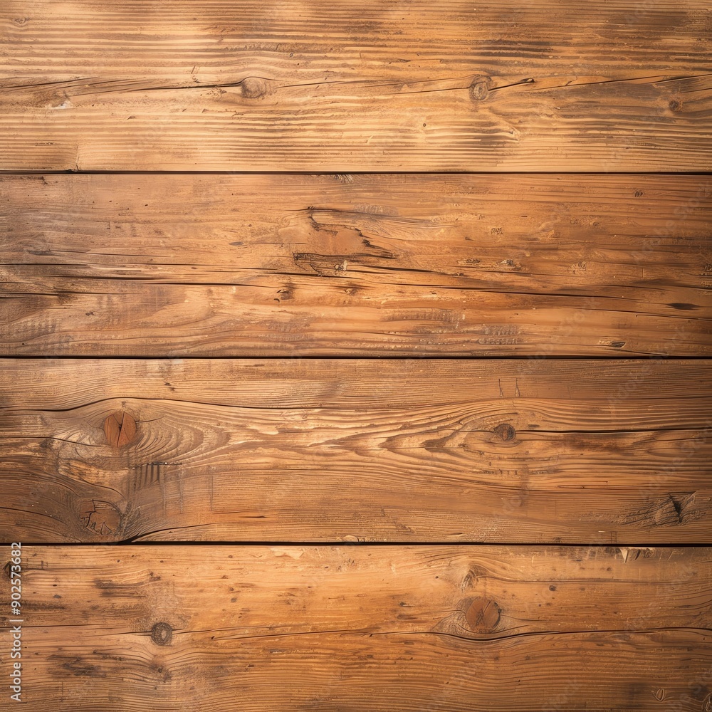Naklejka premium Close-up of rustic wooden planks with natural grain and texture, perfect for backgrounds and design projects.