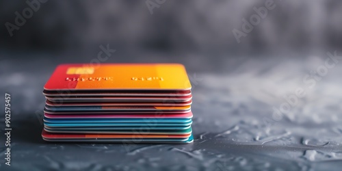 Stack of credit cards with high interest rates, symbolizing consumer debt