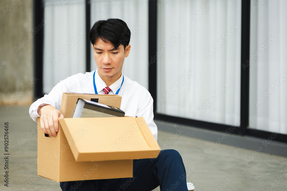 Concept of business failure and unemployment problem, unemployment stress businessman sitting on stairs. Concept of business failure and unemployment problem, unemployment stress businessman sitting on stairs.