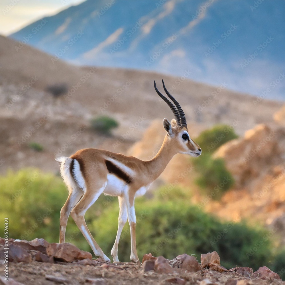 Arabian Reem Gazelle Fawn in natural habitat conservation area Arabian Reem Gazelle Fawn in natural habitat conservation area