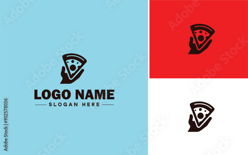 Pizza restaurant icon Pizzeria Pizza joint Pizza parlor flat logo sign symbol editable vector