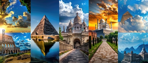 collage of 7 wonders of the world