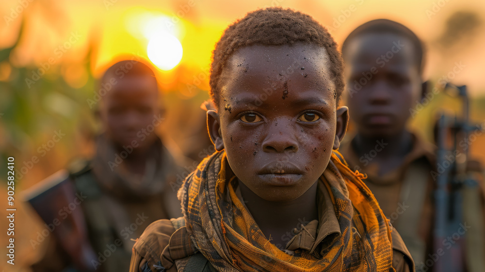 Obraz premium Child Soldiers at Sunset