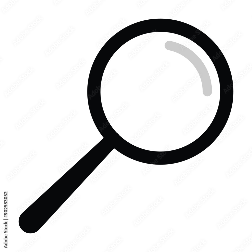Magnifying glass icon in grey scale isolated on white background. Magnifying glass icon in grey scale isolated on white background.