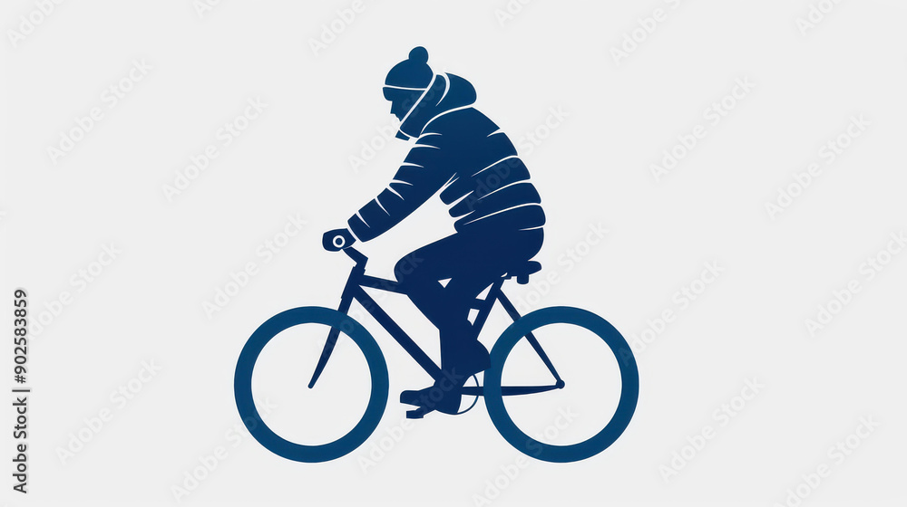 Obraz premium A simple pictogram depicting a man riding a bicycle, representing the joy of biking in a clean and clear design.