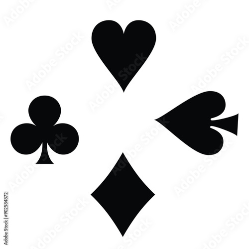 play cards icons in grey scale isolated on white background.