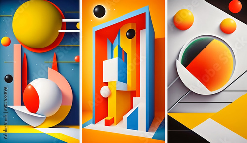 Bright and Bold Wallpaper. Geometric Art Concept