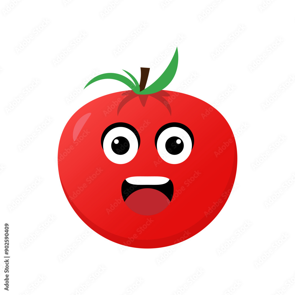 Tomato icon emoji vector illustration. Illustration tomato isolated on white backgrounds Tomato icon emoji vector illustration. Illustration tomato isolated on white backgrounds