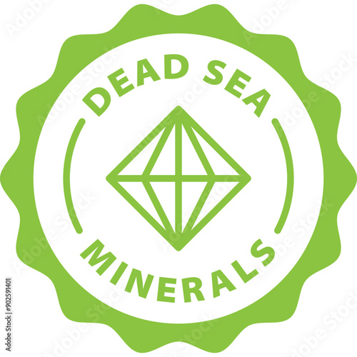green dead sea minerals outline icon round rounded circle badge stamp label isolated on transparent background
