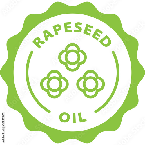 green rapeseed oil outline icon round rounded circle badge stamp label isolated on transparent background