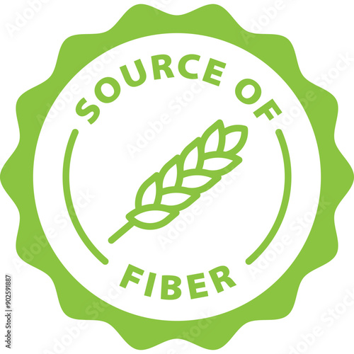 green source of fiber outline icon round rounded circle badge stamp label isolated on transparent background