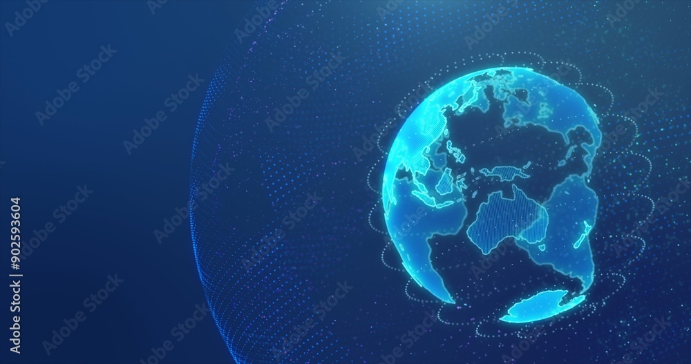 Obraz premium Digital earth made up of dots. Global network and digital data technology concepts.