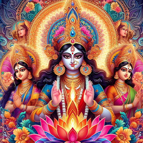 Happy Durga Puja,Goddess of hindu
. generative ai photo