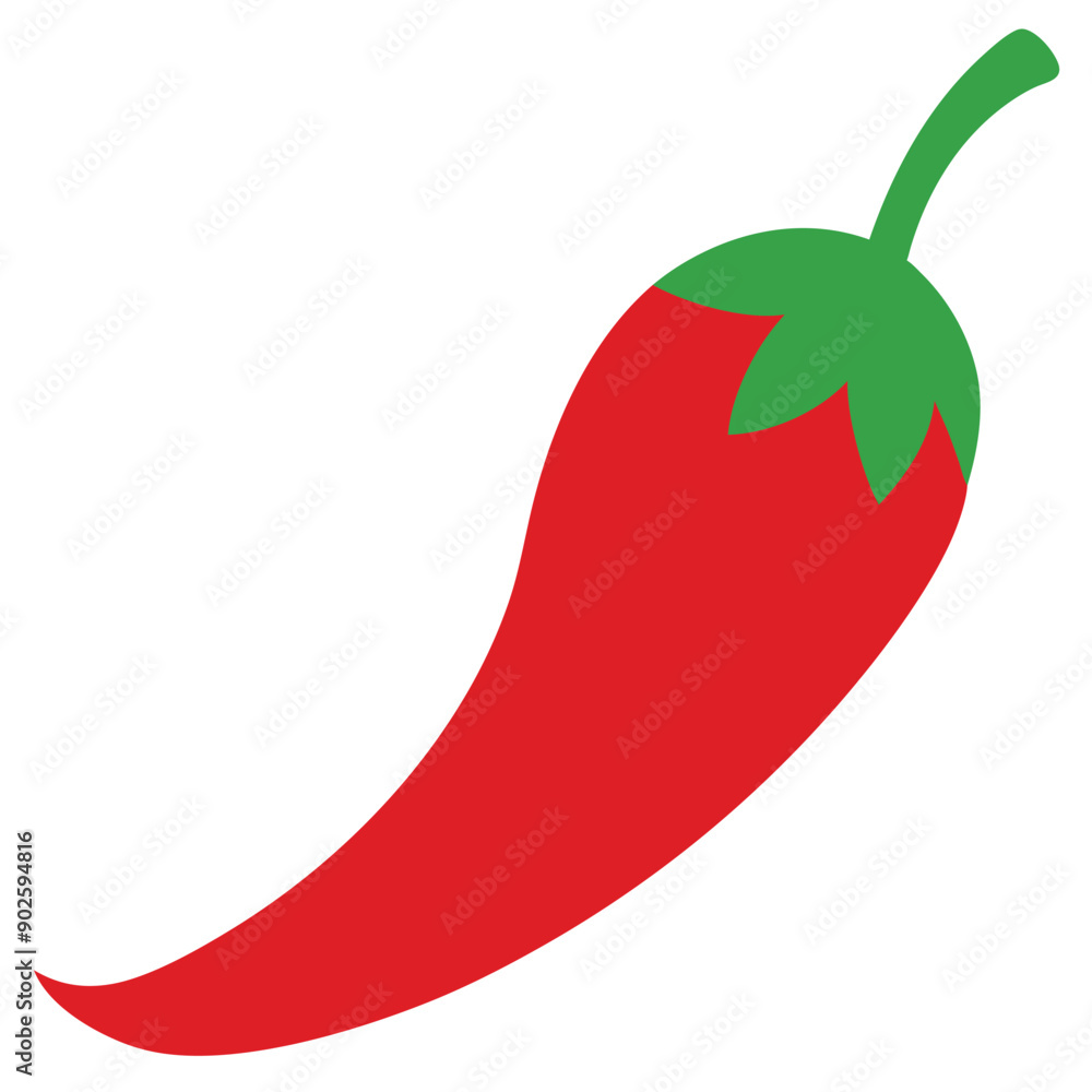 Red chilli pepper icon on white background. Hot chili mexican spice. Cartoon vegetable food Red chilli pepper icon on white background. Hot chili mexican spice. Cartoon vegetable food
