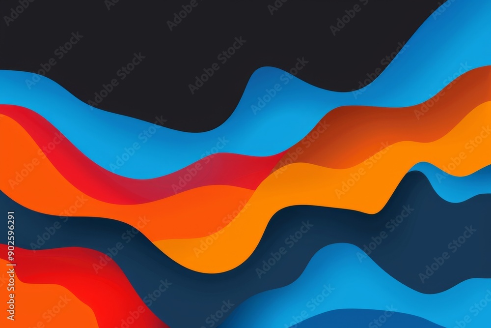 Colorful Abstract Waves Flowing Gracefully Through a Dark Background in a Modern Art Style Colorful Abstract Waves Flowing Gracefully Through a Dark Background in a Modern Art Style