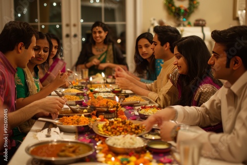 Obraz na płótnie family at night diwali w salonie