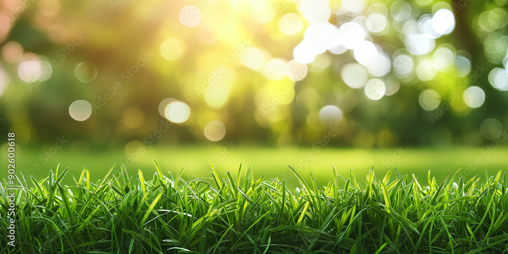 Obraz premium green lawn grass with blurred background