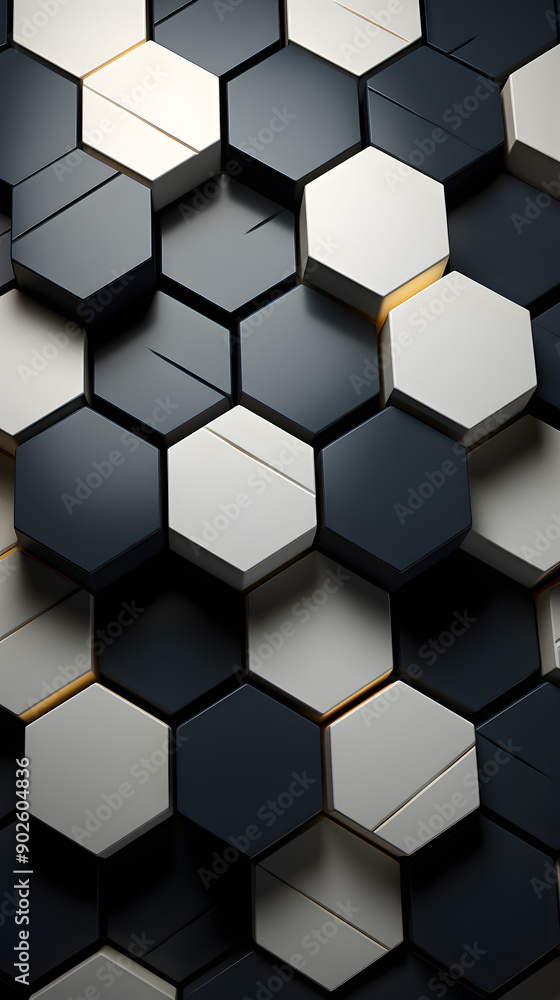 Digital black and white 3d honeycomb structure hexagonal graphic poster background Digital black and white 3d honeycomb structure hexagonal graphic poster background