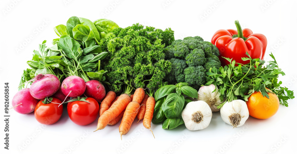 Fresh organic vegetables and herbs for a healthy diet concept Fresh organic vegetables and herbs for a healthy diet concept