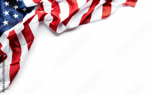 American flag isolated on white background, symbol of patriotism and national pride photo