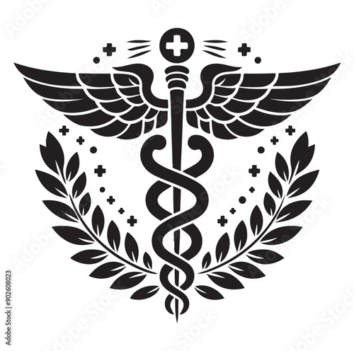 Caduceus Snake Medical Health Logo Symbol