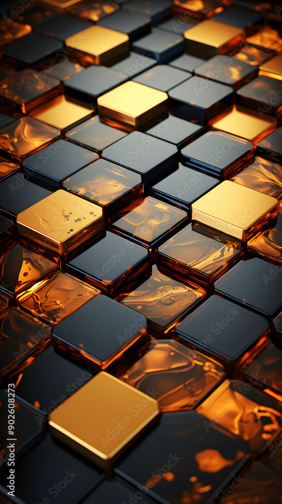 Digital golden 3d honeycomb structure hexagonal graphic poster background Digital golden 3d honeycomb structure hexagonal graphic poster background