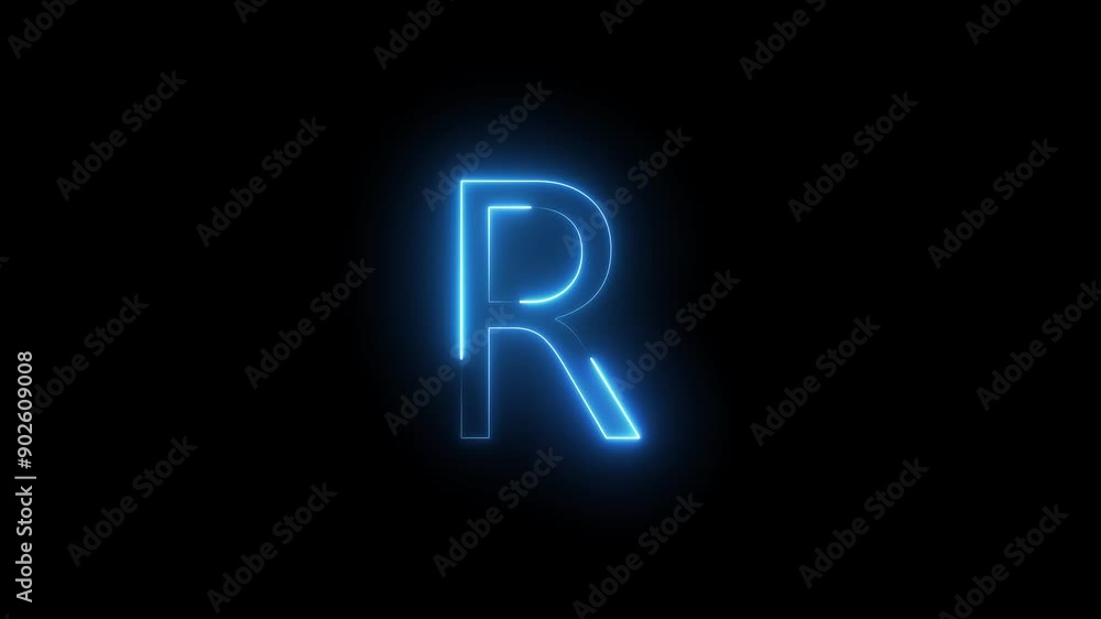 Glowing neon effect capital letter sign icon animation and neon alphabet symbol on black background. Glowing neon effect capital letter sign icon animation and neon alphabet symbol on black background.