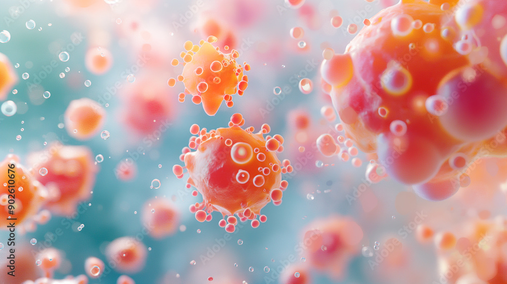 Abstract Colorful Cells Floating in Liquid Abstract Colorful Cells Floating in Liquid