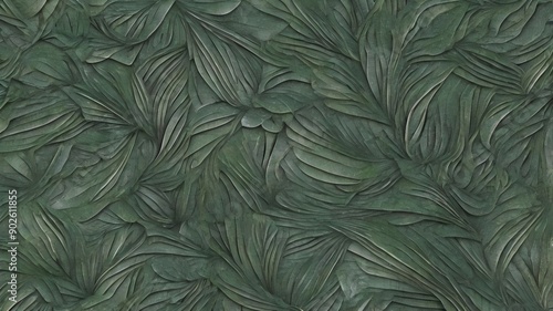 Wallpaper Mural Intricate Green Leaf Pattern Background Torontodigital.ca