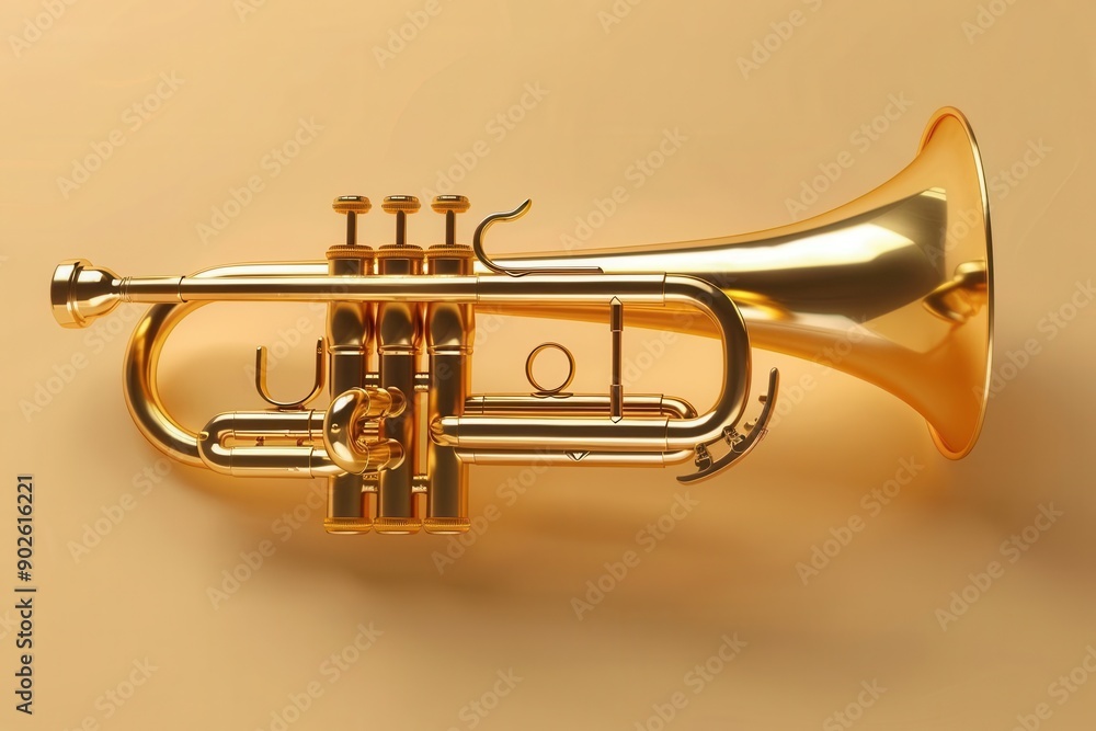 Obraz premium Vibrant Cornet Performance. Musical Instrument Appreciation Concept