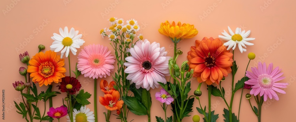 Summer Flowers On A Beige Background, Capturing Warmth And Freshness Summer Flowers On A Beige Background, Capturing Warmth And Freshness