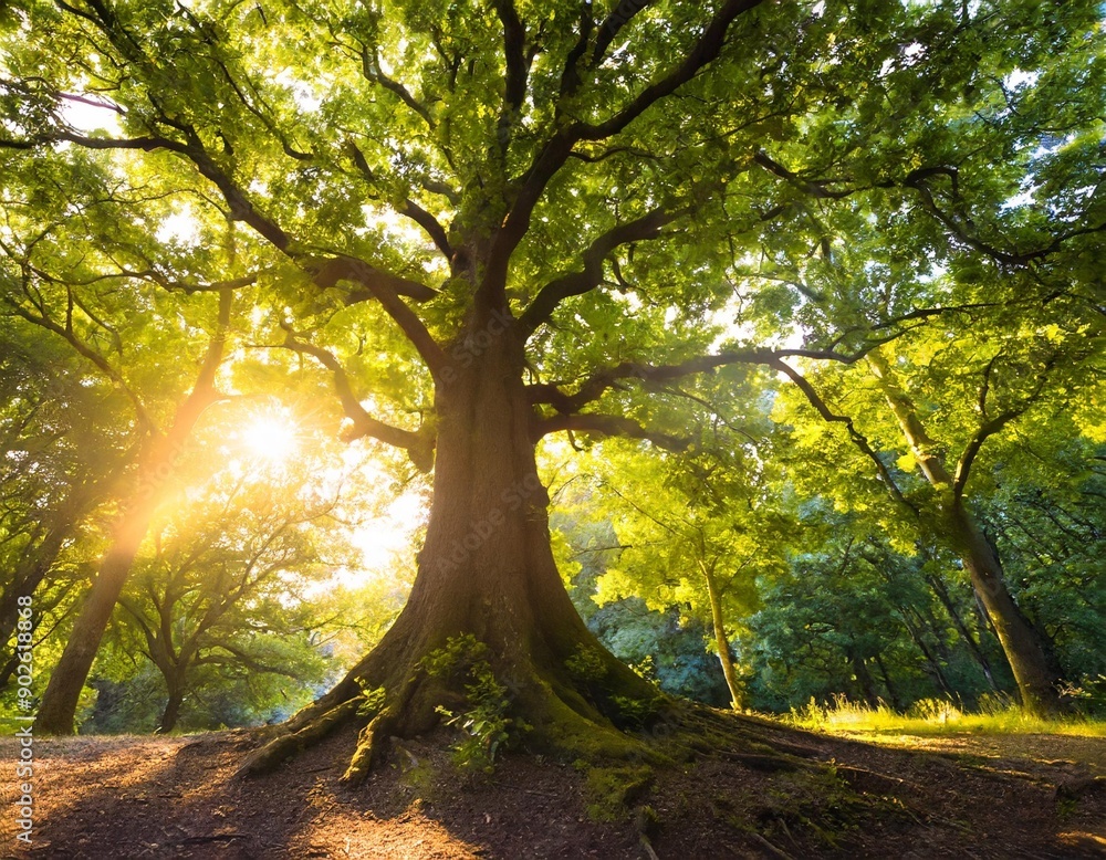 Big tree in forest. Green life background