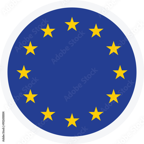 Flag of the European Union. Circle flat icon on transparent background. Icon for mobile apps, UI and web design. EPS10