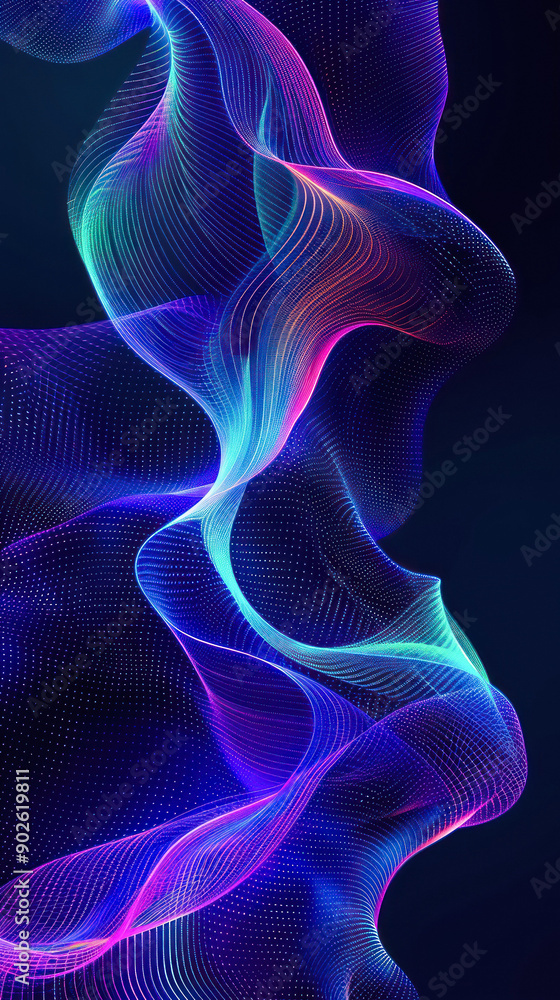 Naklejka premium Fluid light streams in motion over a dark background