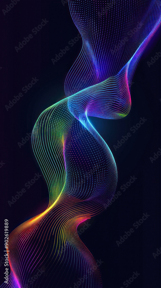 Twisting neon lines forming a vibrant abstract ribbon. Twisting neon lines forming a vibrant abstract ribbon.