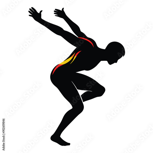 a man jumping positon vector silhouette, isolated white background 