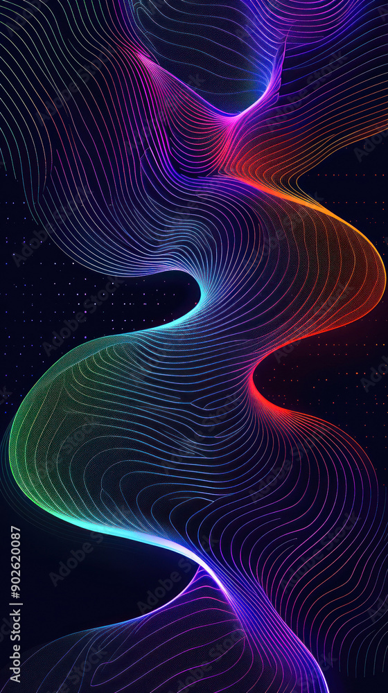 Curved neon lines on dark background vibrant artwork Curved neon lines on dark background vibrant artwork
