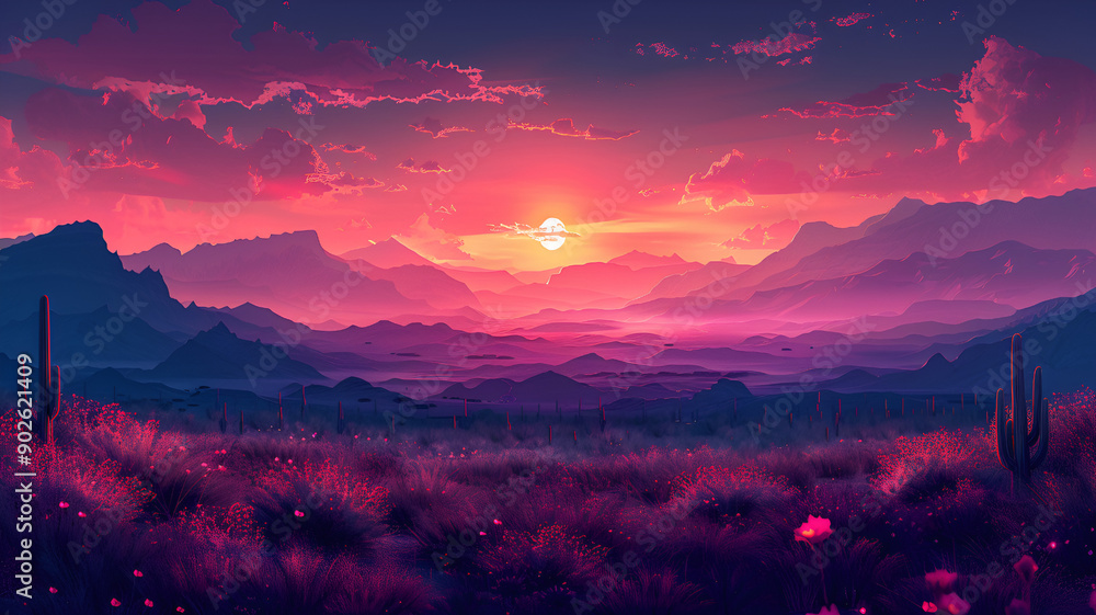 Naklejka premium A stunning natural sunset scene.